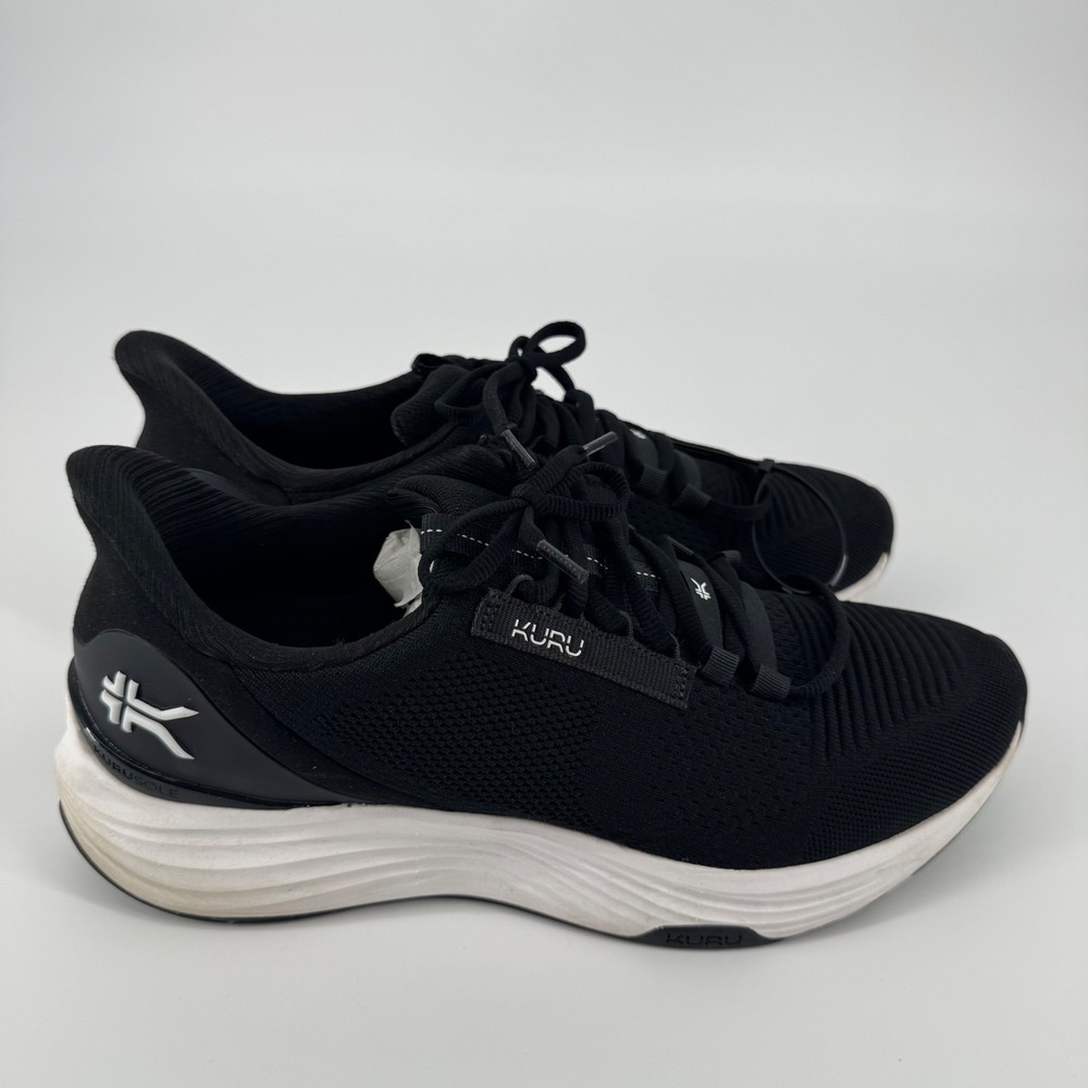 Kuru Atom 2 Men 10.5 Wide Jet Black Bright White Athletic Running Shoes Sneakers